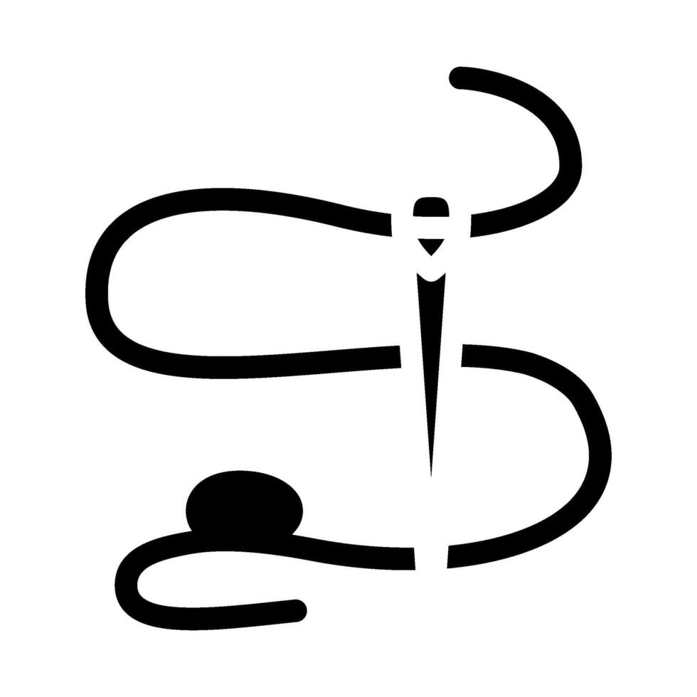 needle thread embroidery hobby glyph icon vector illustration