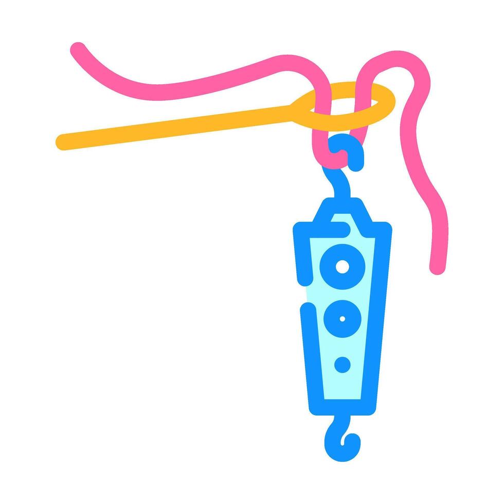 needle threader embroidery hobby color icon vector illustration