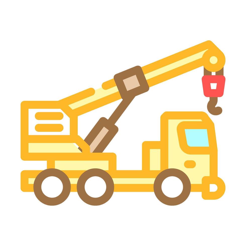 grua camión construcción vehículo color icono vector ilustración