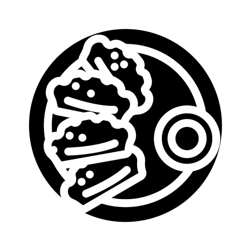 mandu dumplings korean cuisine glyph icon vector illustration