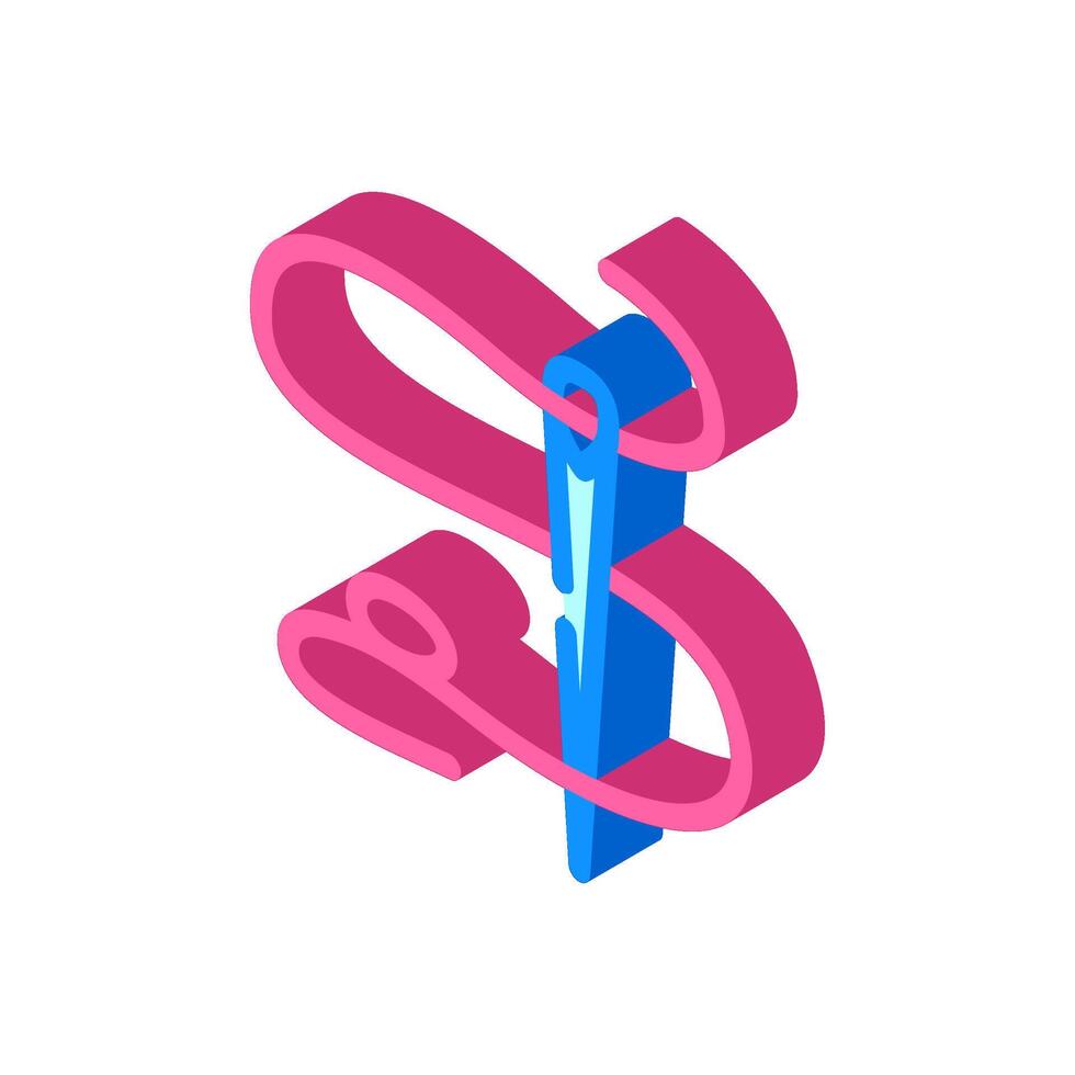 needle thread embroidery hobby isometric icon vector illustration