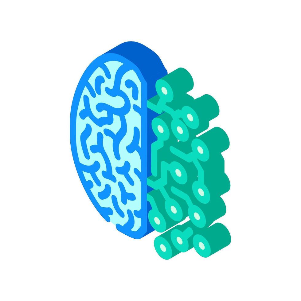 cerebro circuitería neurociencia neurología isométrica icono vector ilustración