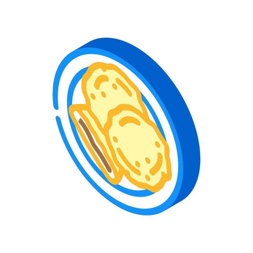 hotteok dessert korean cuisine isometric icon vector illustration