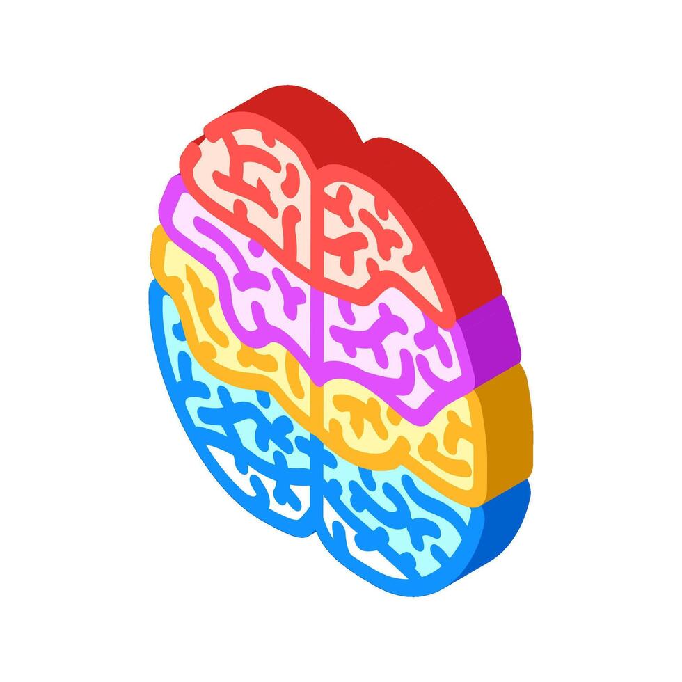 cerebro cartografía neurociencia neurología isométrica icono vector ilustración