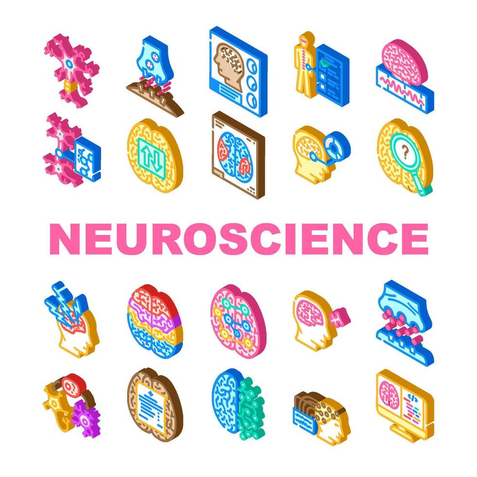 neuroscience brain doctor medical icons set vector