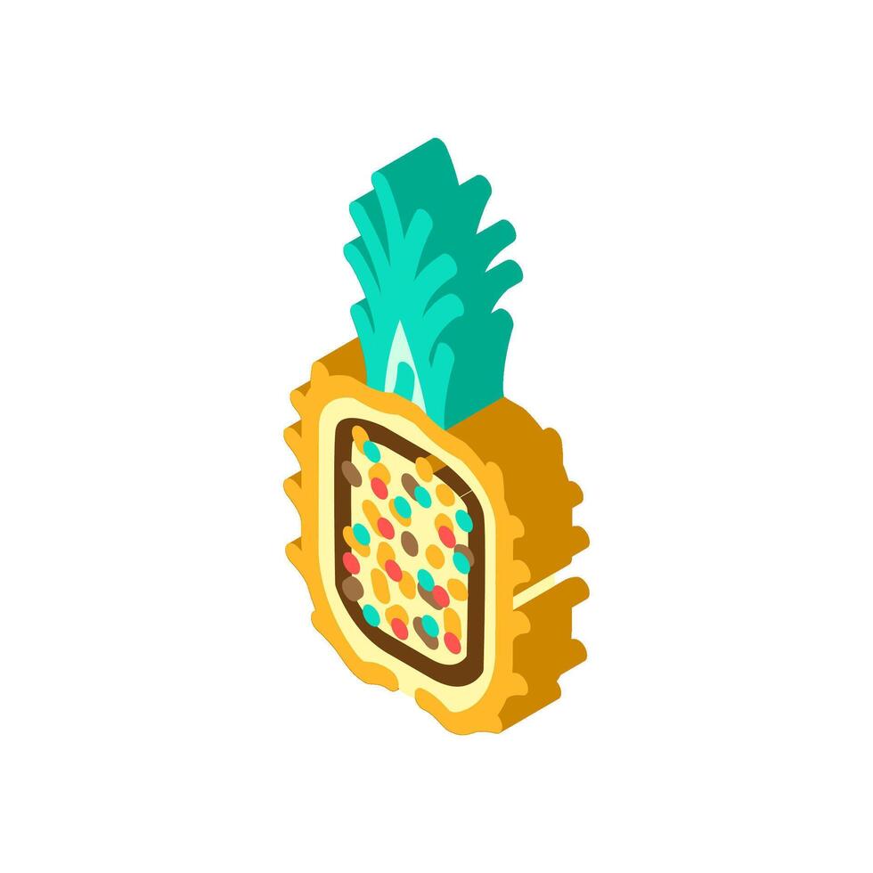 pineapple fried rice thai cuisine isometric icon vector illustration