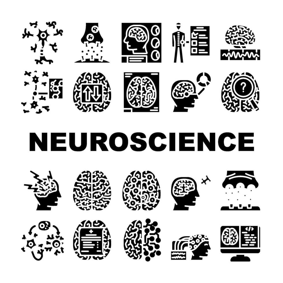 neurociencia cerebro médico médico íconos conjunto vector