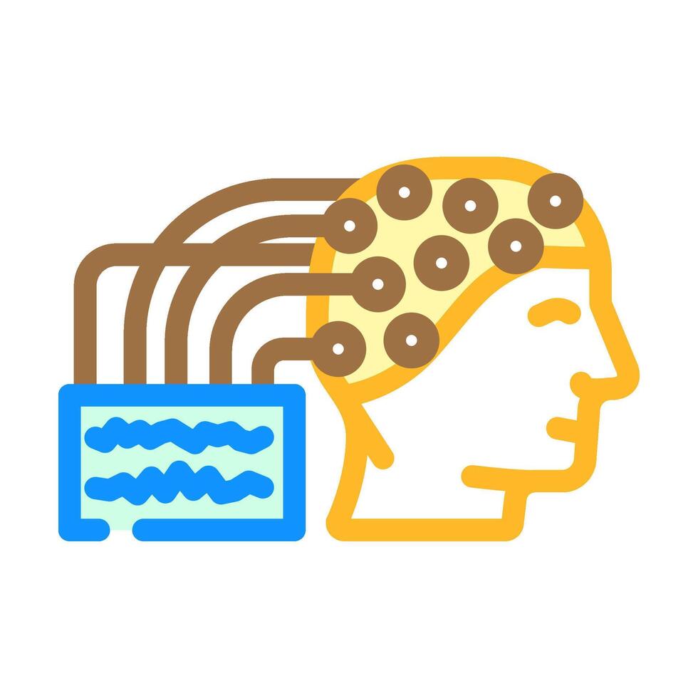 eeg monitoring neuroscience neurology color icon vector illustration