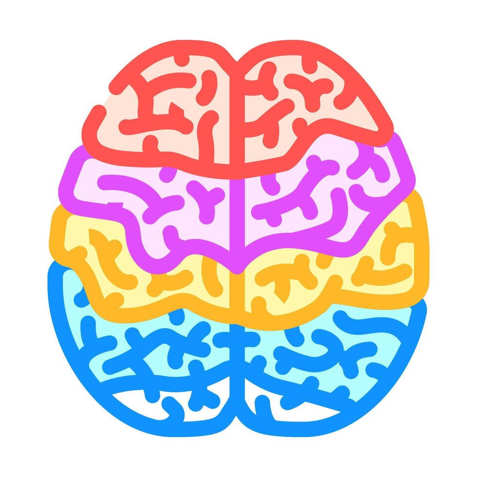 brain mapping neuroscience neurology color icon vector illustration