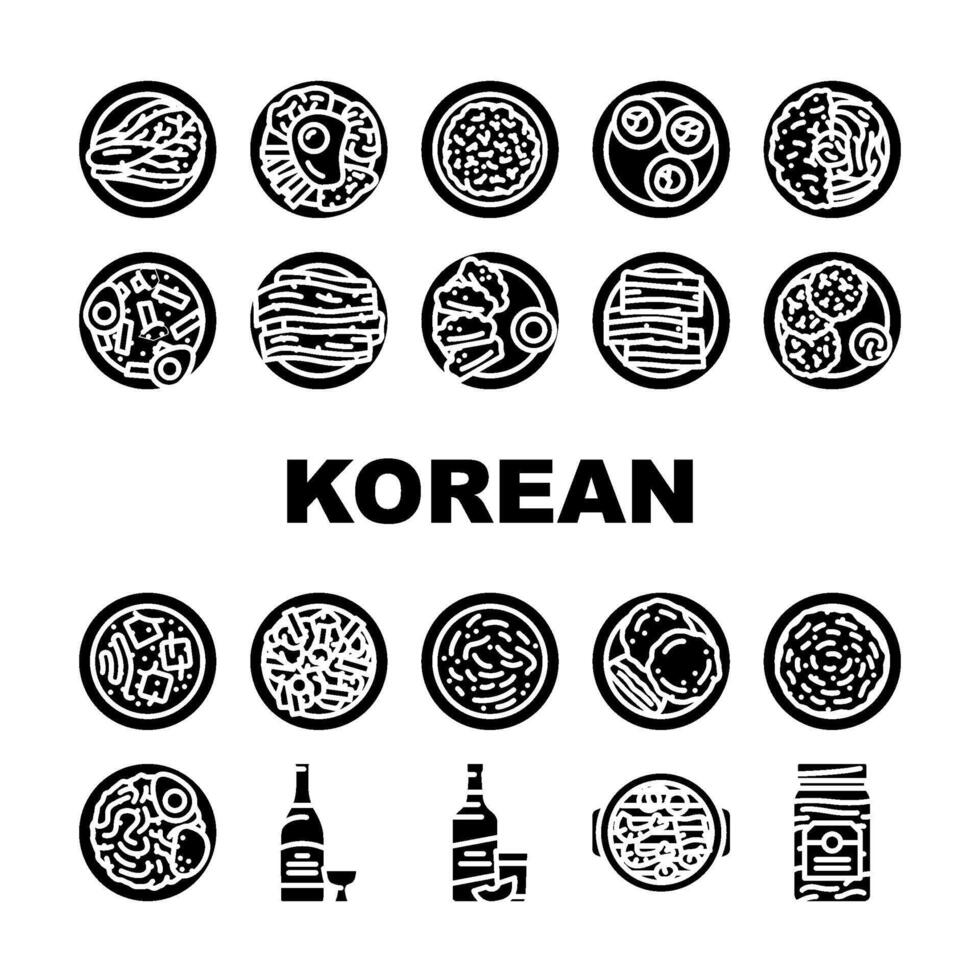 coreano cocina comida comida íconos conjunto vector