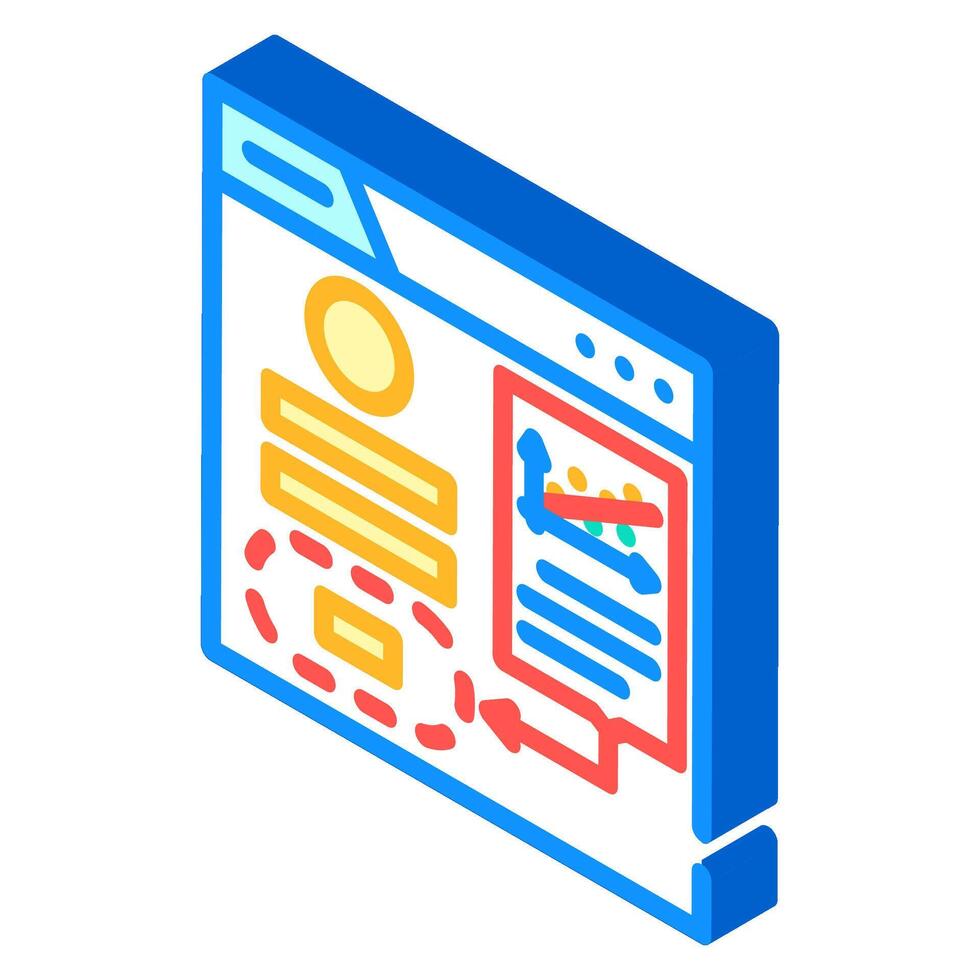 fitts law ux ui design isometric icon vector illustration