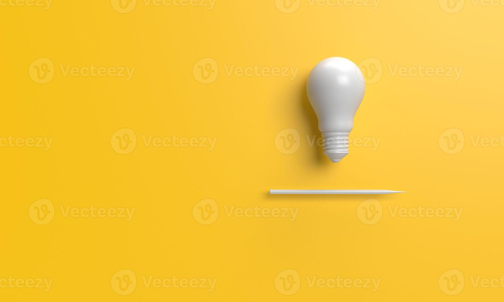Lamp lightbulb pencil white yellow orange colour background copy space idea strategy innovation inspiration bright education study solution business technology success thinking genius brain.3d render photo