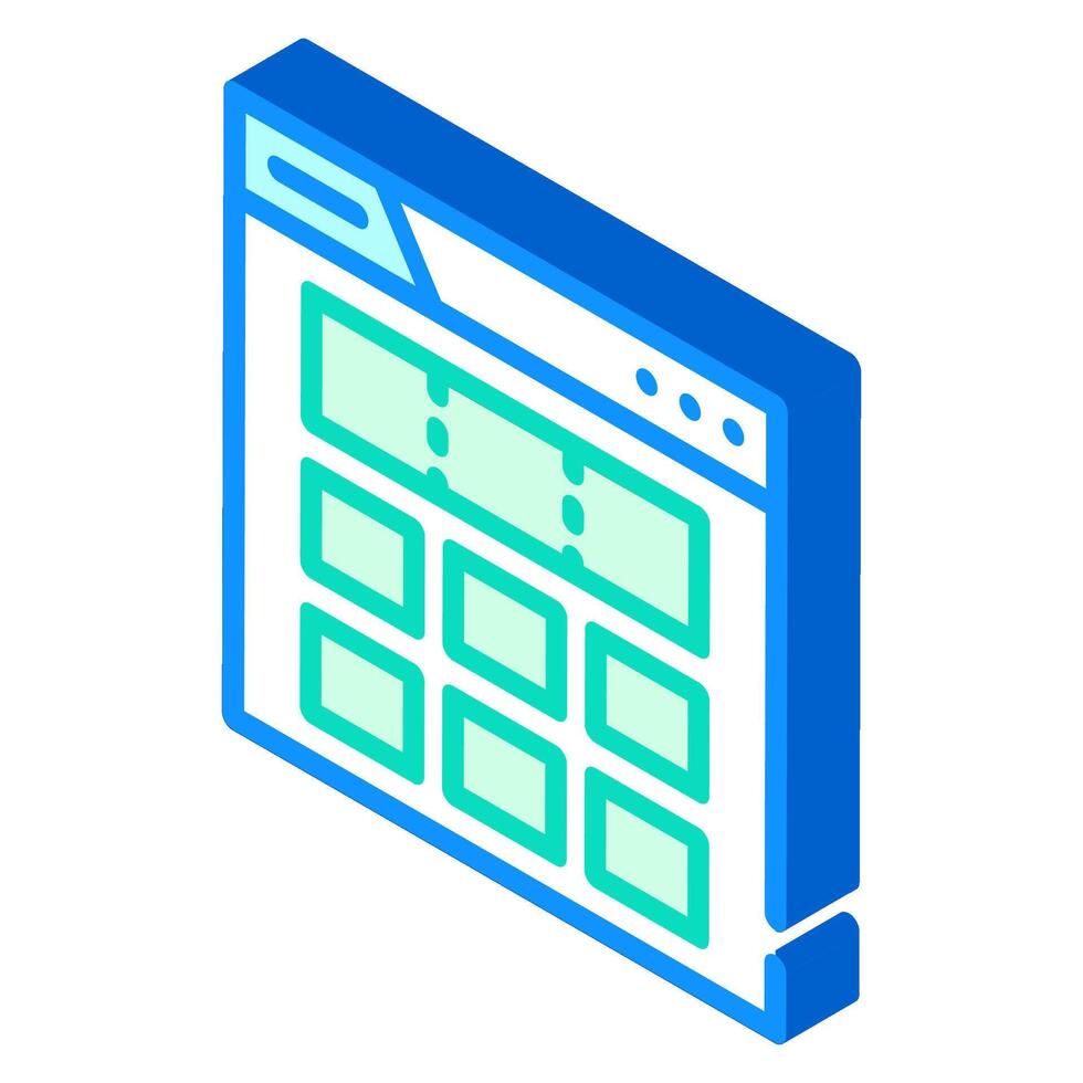grid system ux ui design isometric icon vector illustration