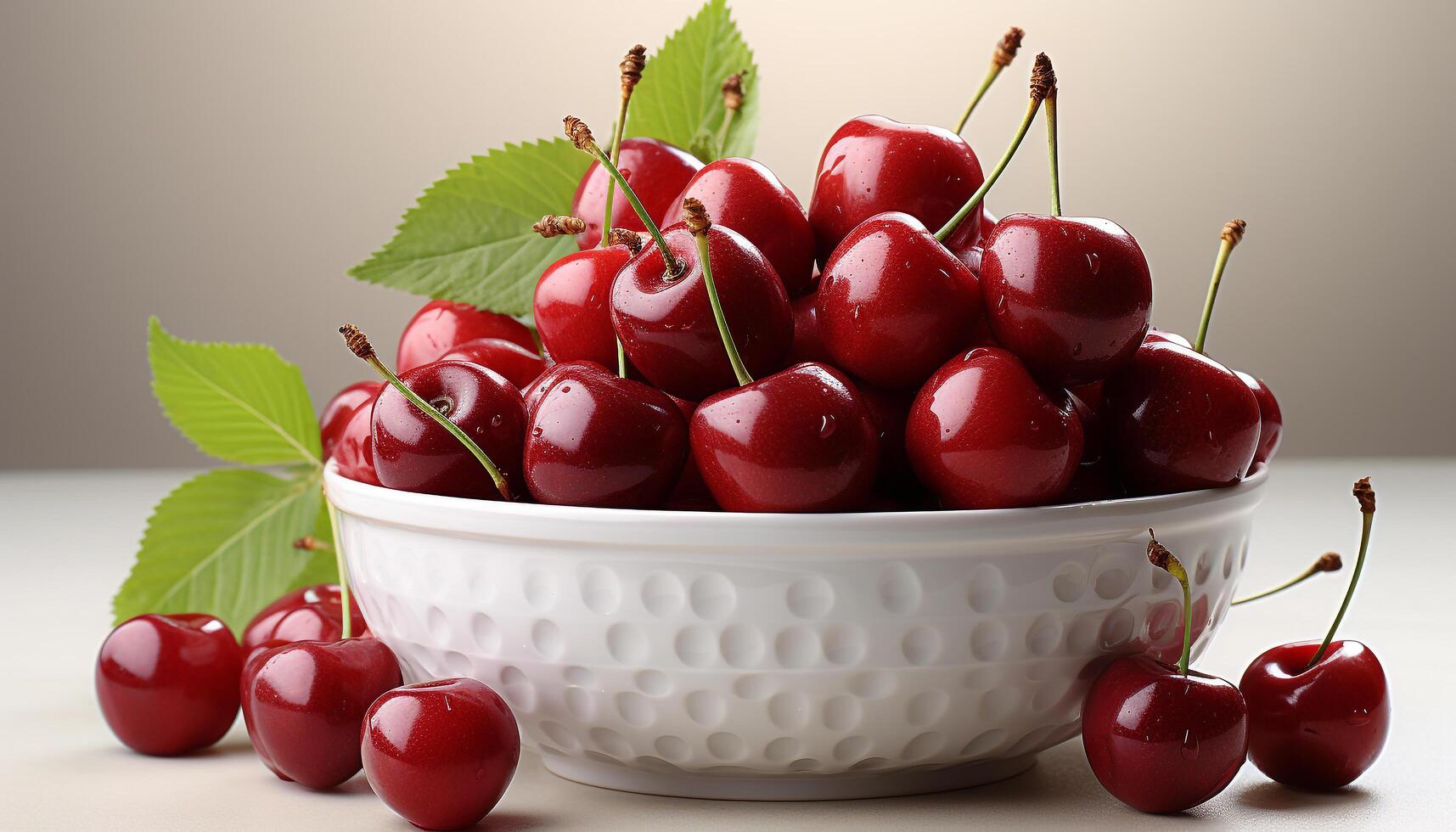 AI generated Fresh, ripe berries on a wooden table, a healthy snack generated by AI photo