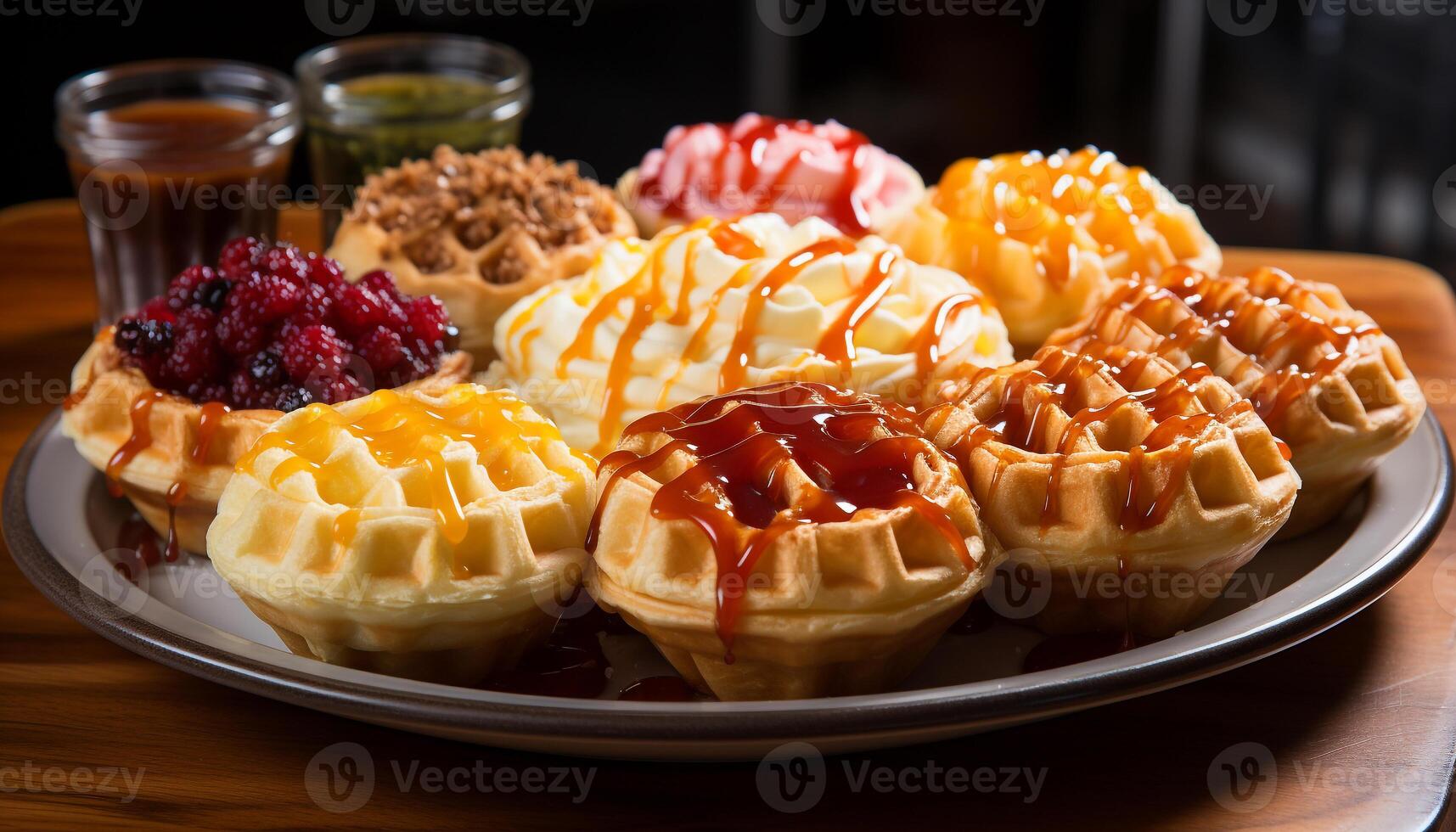 AI generated Freshness and sweetness on a plate, gourmet dessert indulgence generated by AI photo