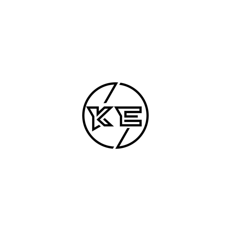 KE bold line concept in circle initial logo design in black isolated vector