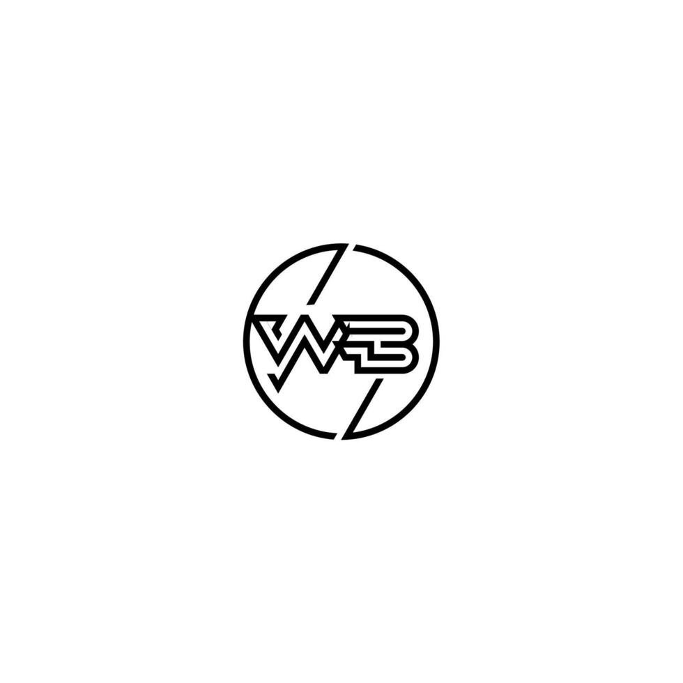 WB bold line concept in circle initial logo design in black isolated vector