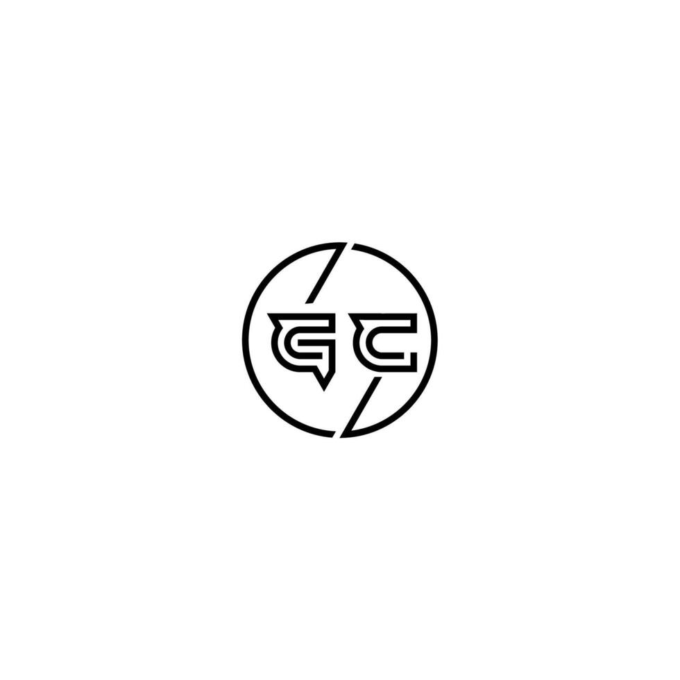 GC bold line concept in circle initial logo design in black isolated vector