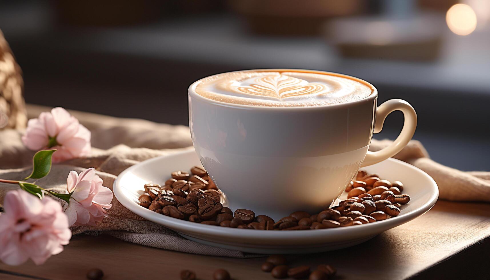 AI generated Freshness and heat in a cup, a coffee lover delight generated by AI photo