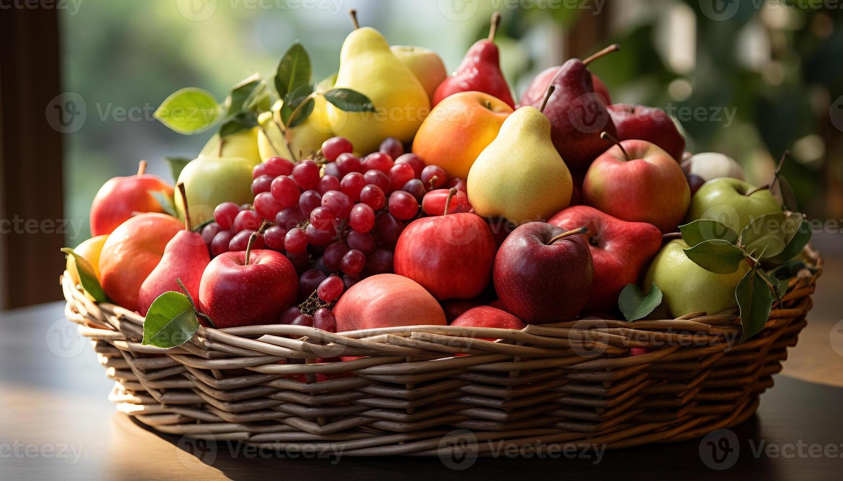 AI generated Freshness of nature in a healthy eating apple basket generated by AI photo