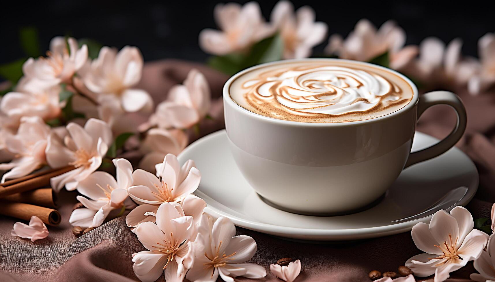 AI generated Freshness in a cup, coffee heat brings nature aroma generated by AI photo