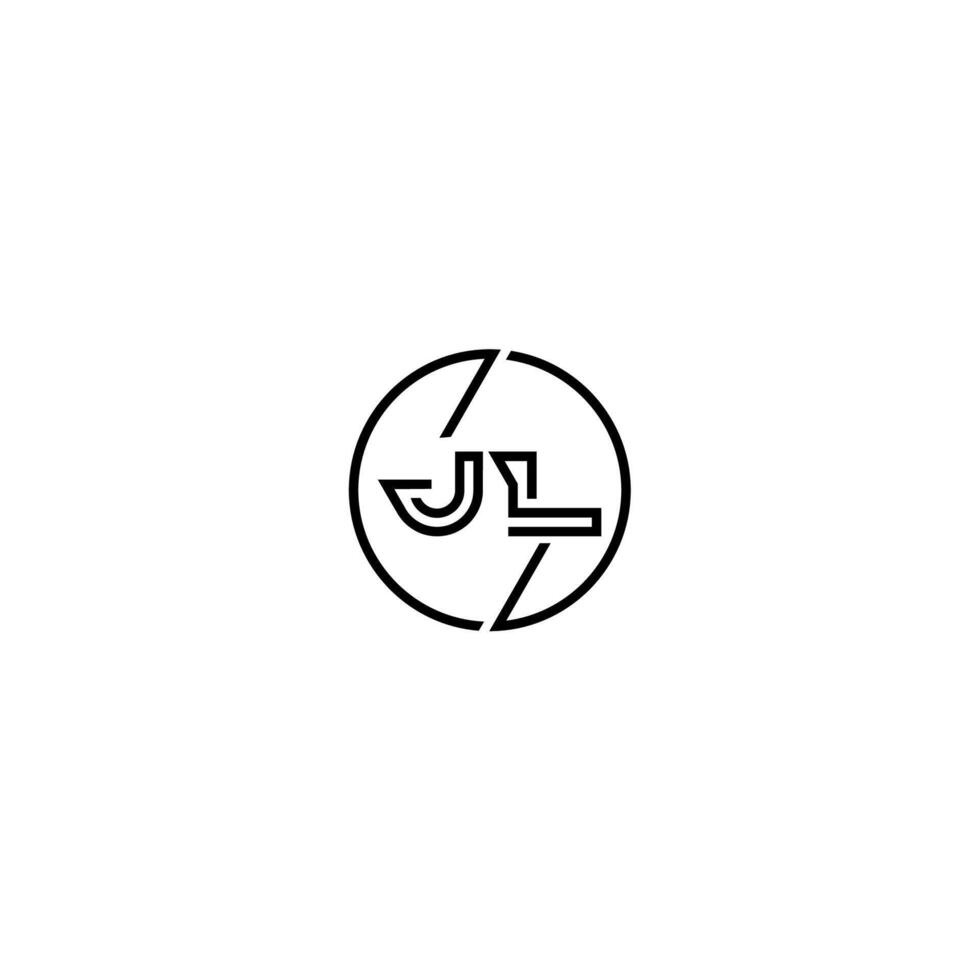 JL bold line concept in circle initial logo design in black isolated vector