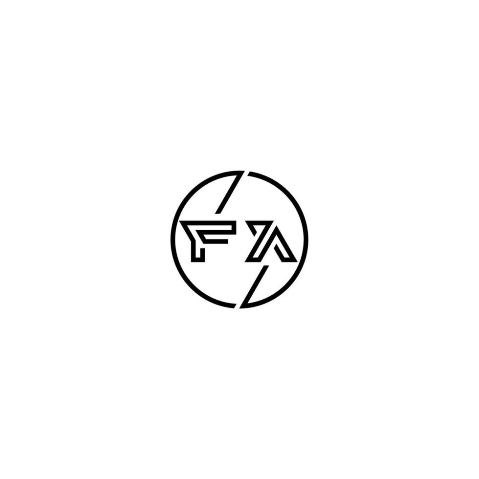 FA bold line concept in circle initial logo design in black isolated vector