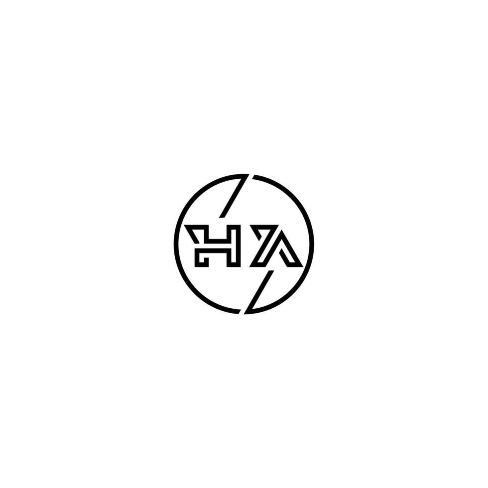 HA bold line concept in circle initial logo design in black isolated vector