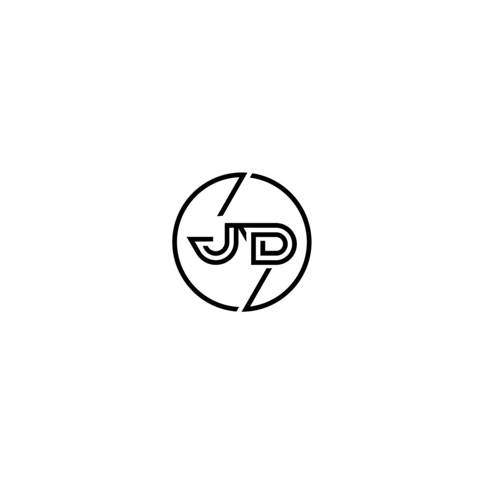 jd negrita línea concepto en circulo inicial logo diseño en negro aislado vector