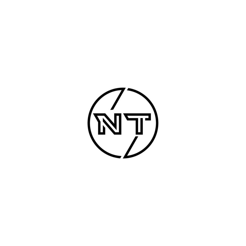 NT bold line concept in circle initial logo design in black isolated vector