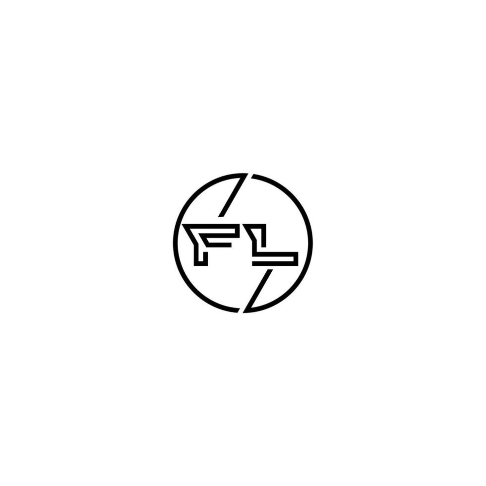 FL bold line concept in circle initial logo design in black isolated vector
