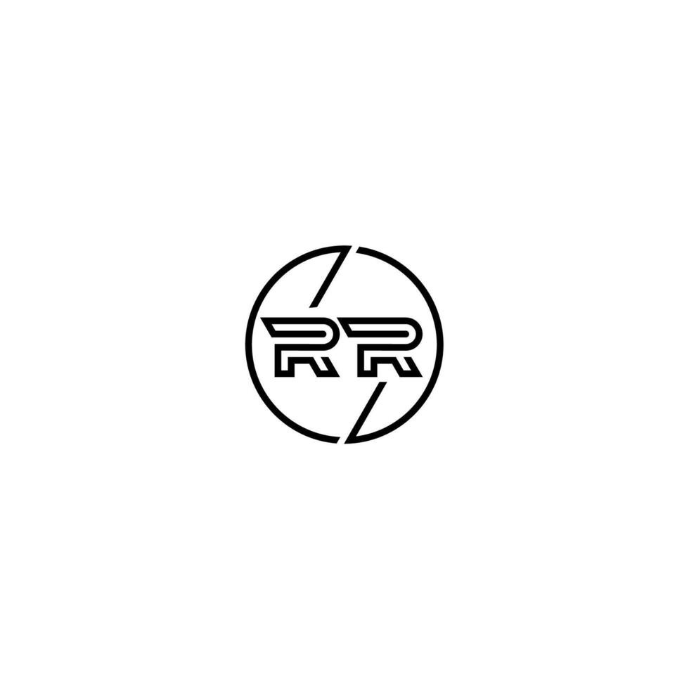 RR bold line concept in circle initial logo design in black isolated vector
