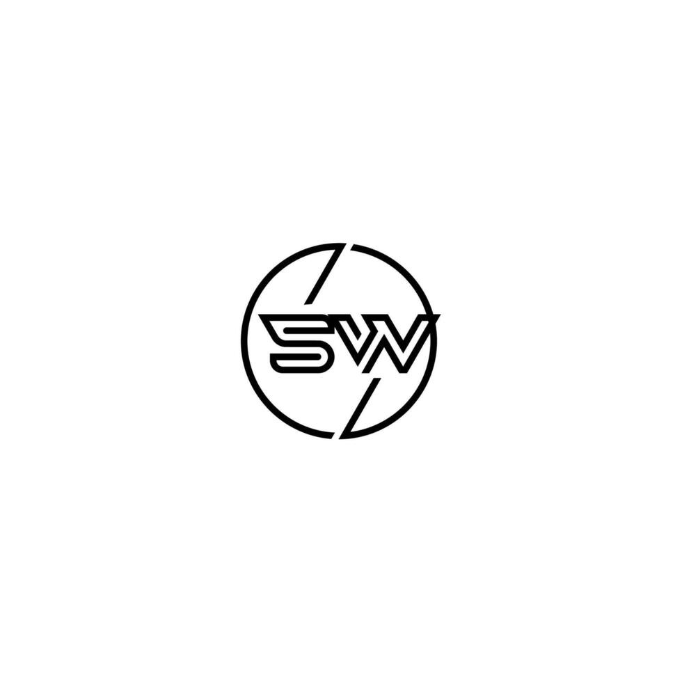 SW bold line concept in circle initial logo design in black isolated vector