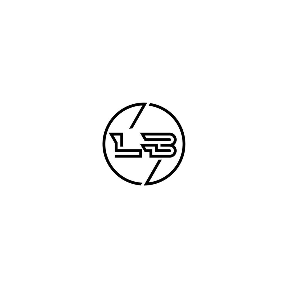 LB bold line concept in circle initial logo design in black isolated vector