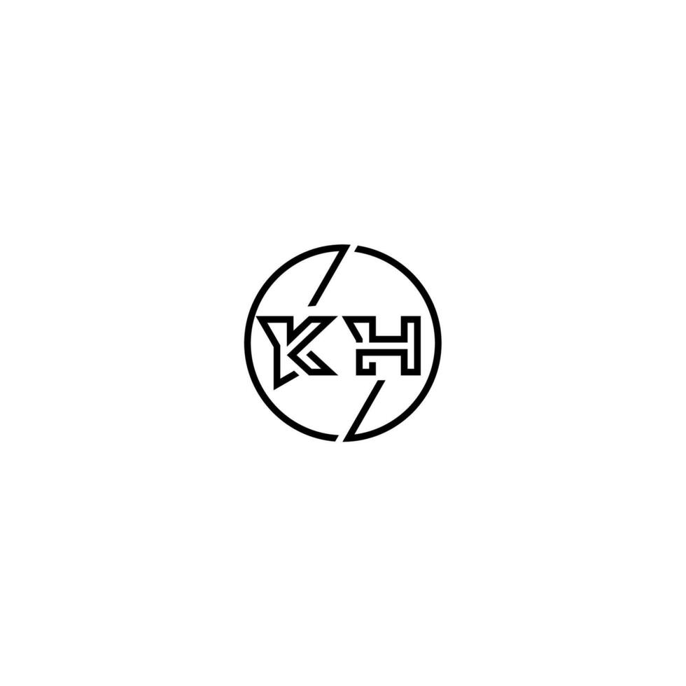 KH bold line concept in circle initial logo design in black isolated vector