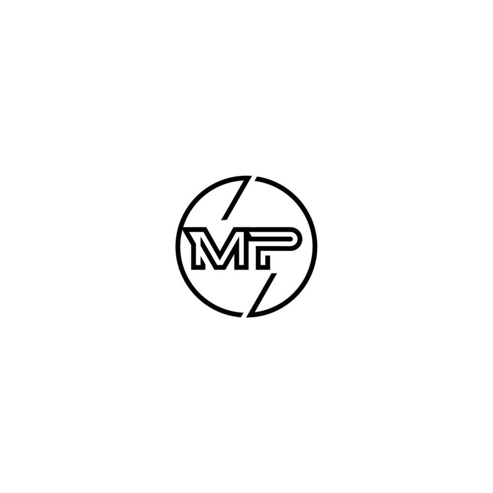 MP bold line concept in circle initial logo design in black isolated vector