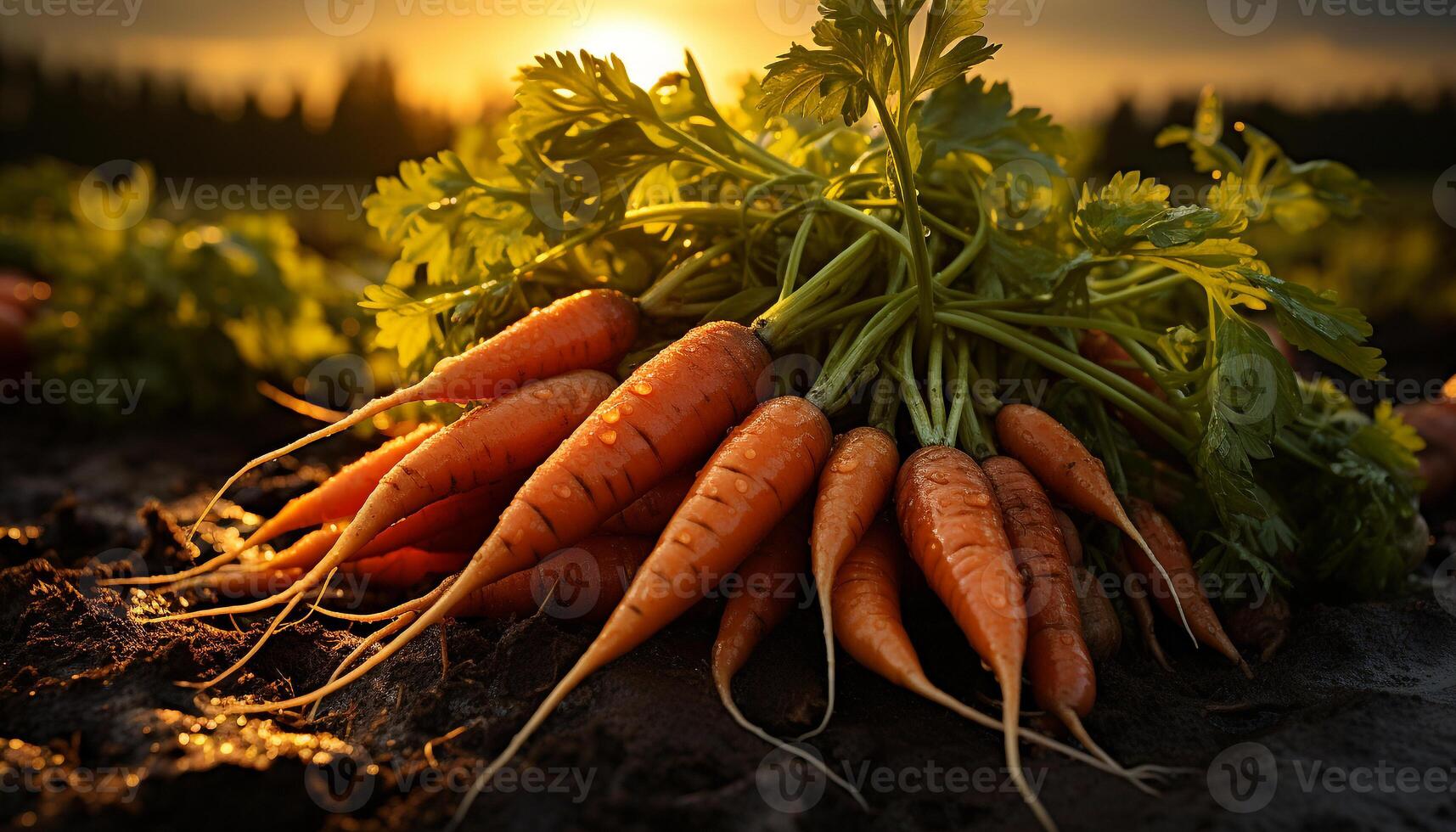 AI generated Fresh organic vegetables from the farm, healthy eating outdoors generated by AI photo