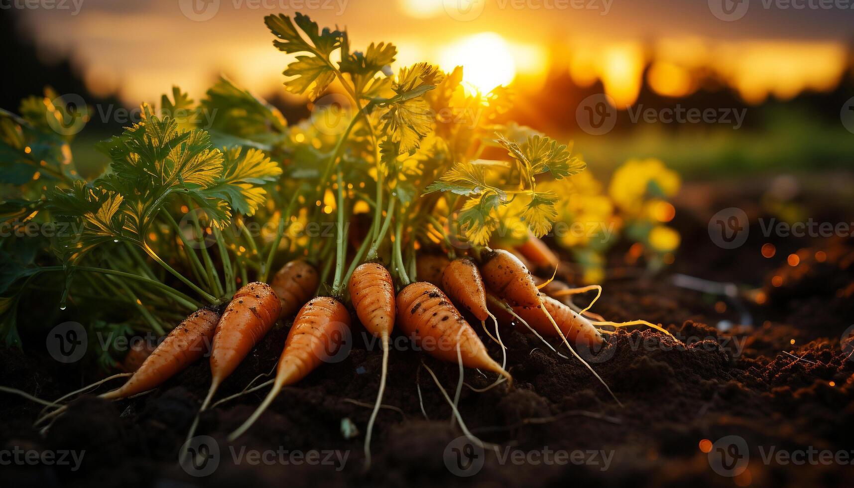 AI generated Fresh organic vegetables grown in a beautiful vegetable garden generated by AI photo