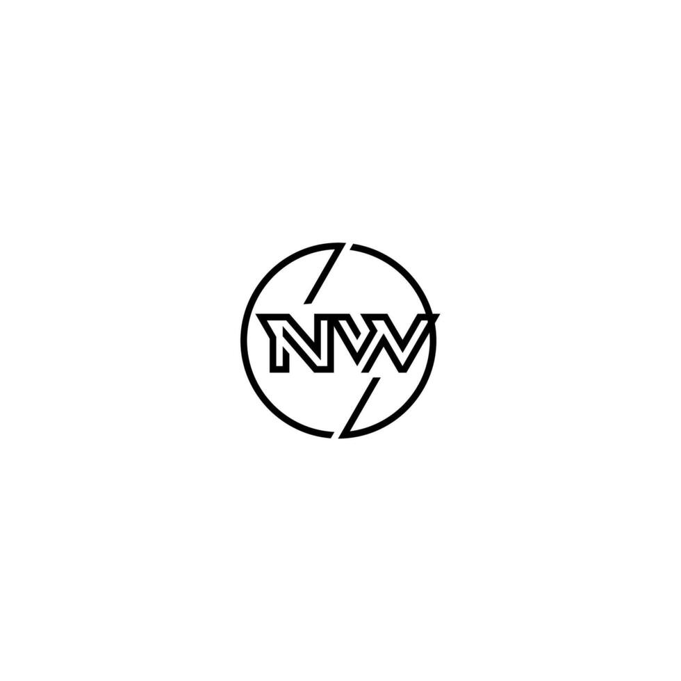 NW bold line concept in circle initial logo design in black isolated vector