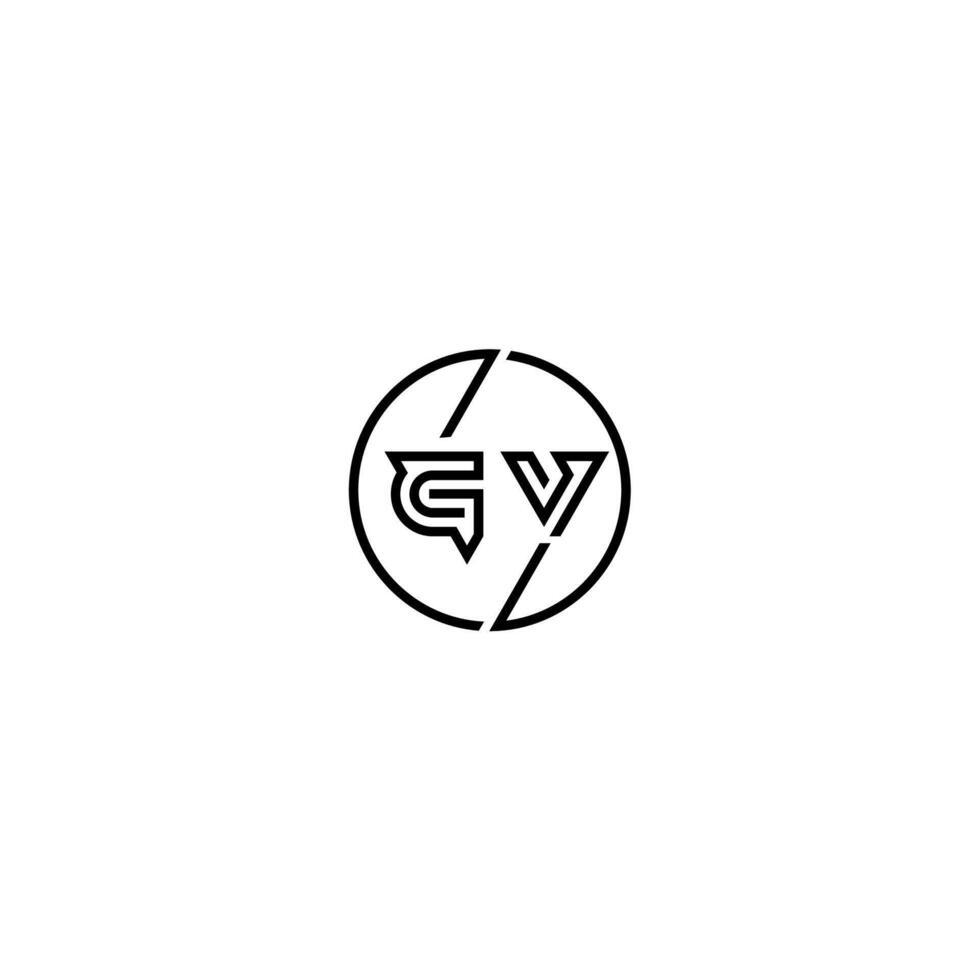 gv negrita línea concepto en circulo inicial logo diseño en negro aislado vector