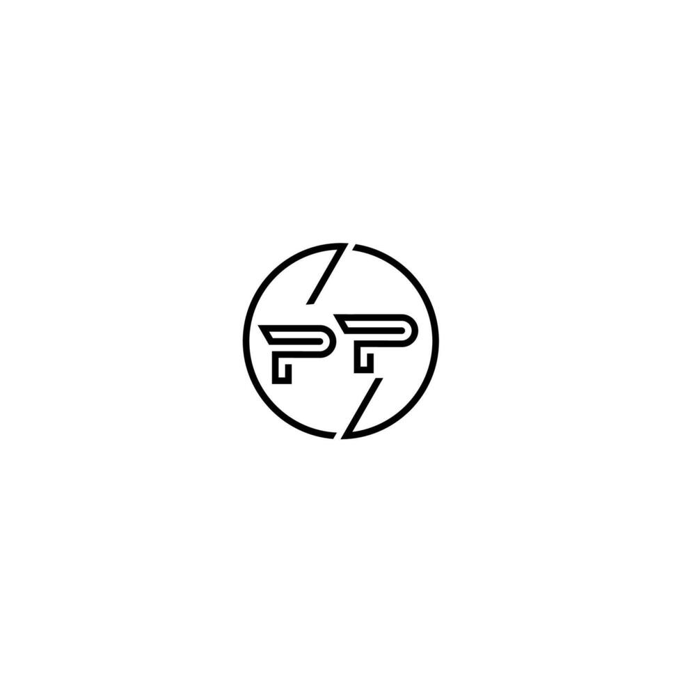 PP bold line concept in circle initial logo design in black isolated vector