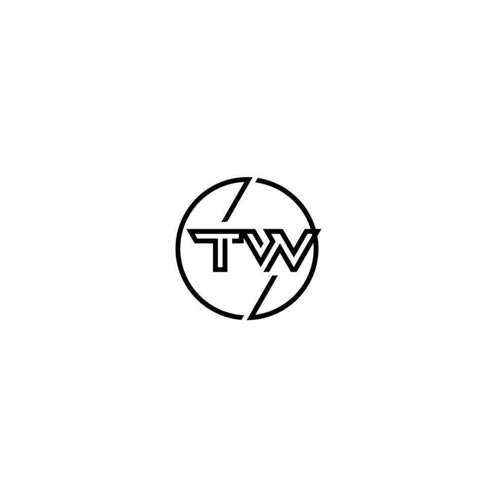 TW bold line concept in circle initial logo design in black isolated vector