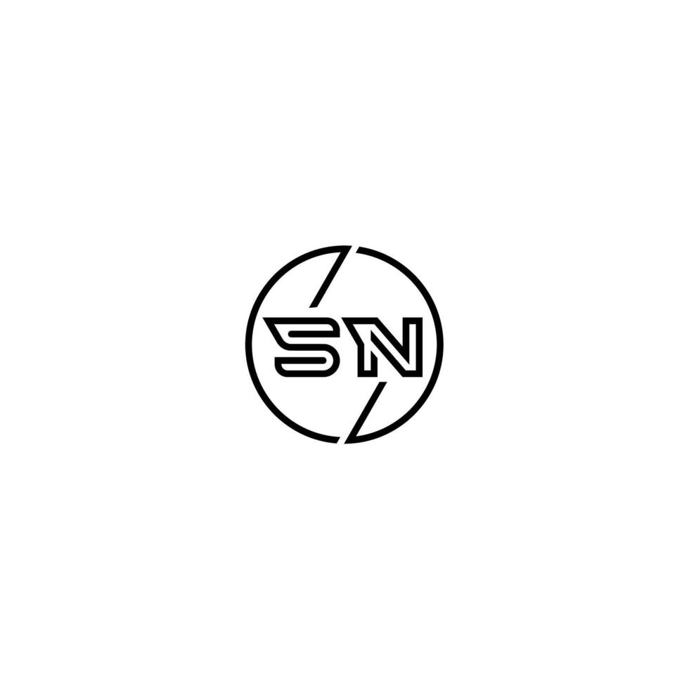 SN bold line concept in circle initial logo design in black isolated vector