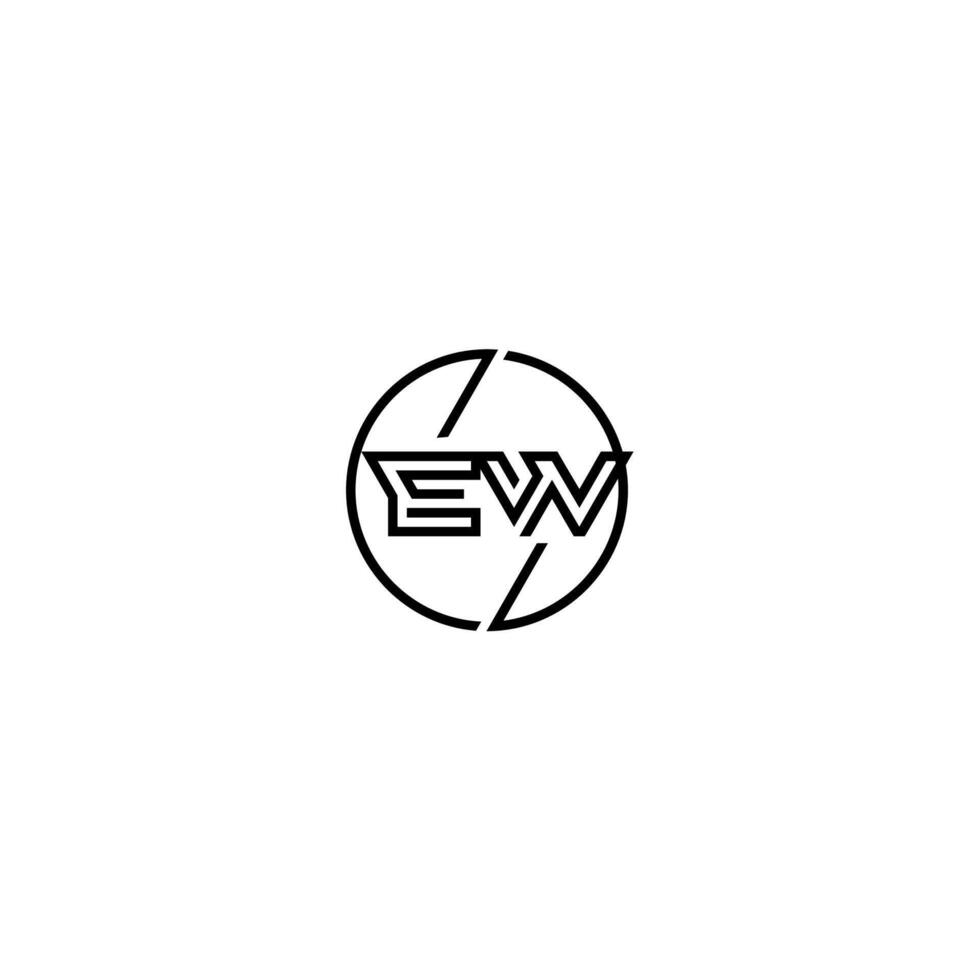 EW bold line concept in circle initial logo design in black isolated vector