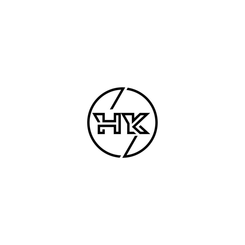 hk negrita línea concepto en circulo inicial logo diseño en negro aislado vector