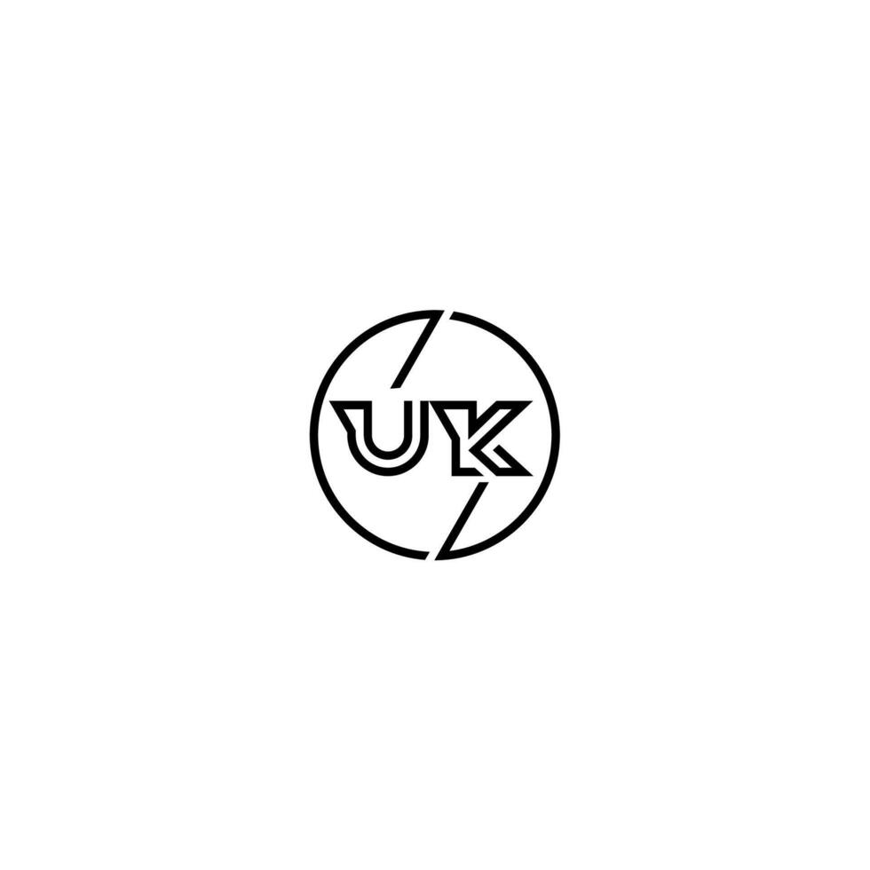 UK bold line concept in circle initial logo design in black isolated vector