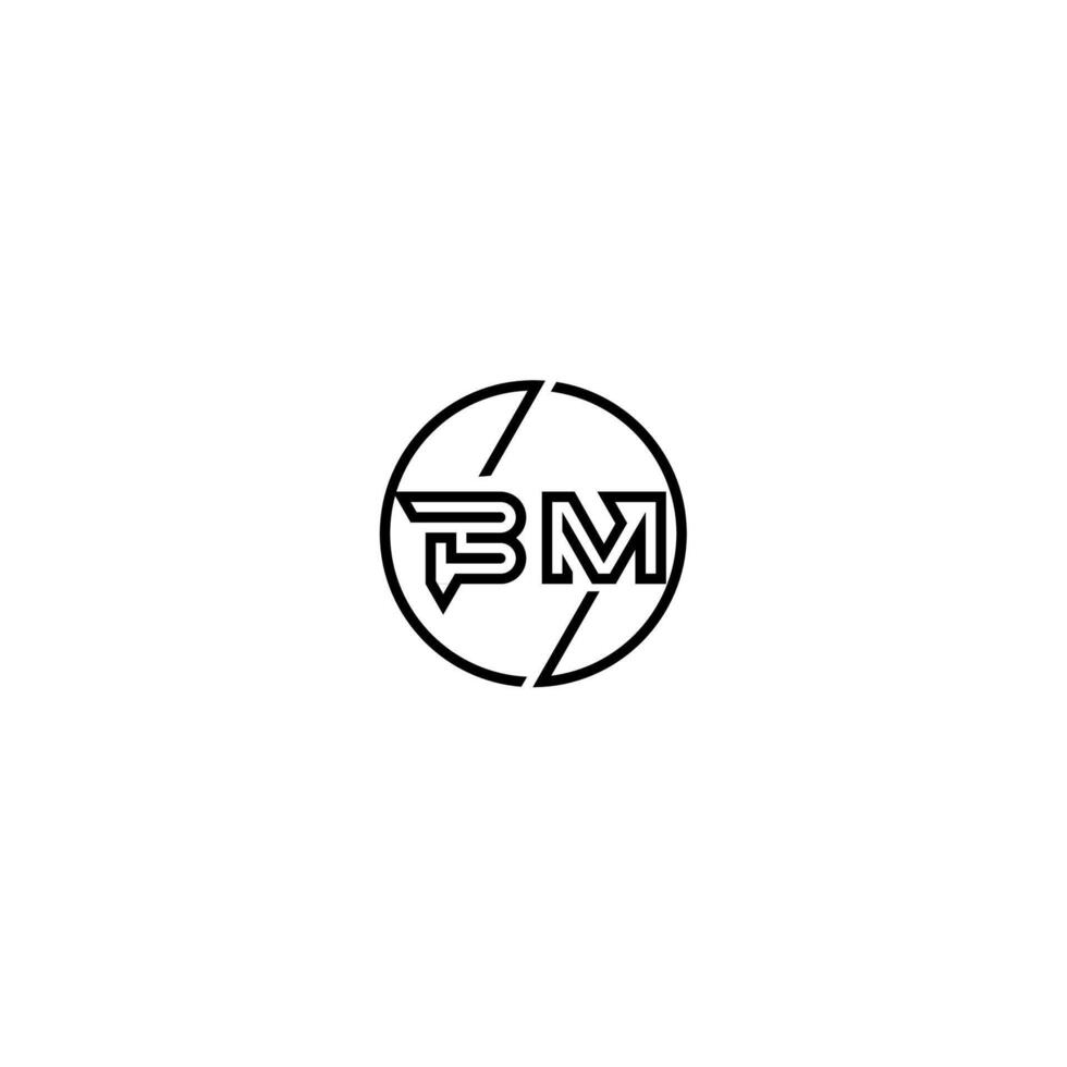 BM bold line concept in circle initial logo design in black isolated vector