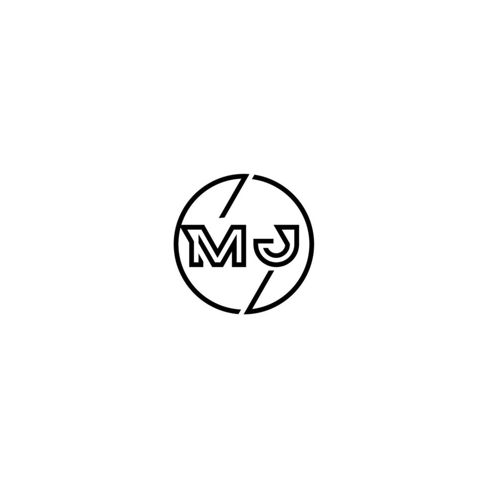 MJ bold line concept in circle initial logo design in black isolated vector