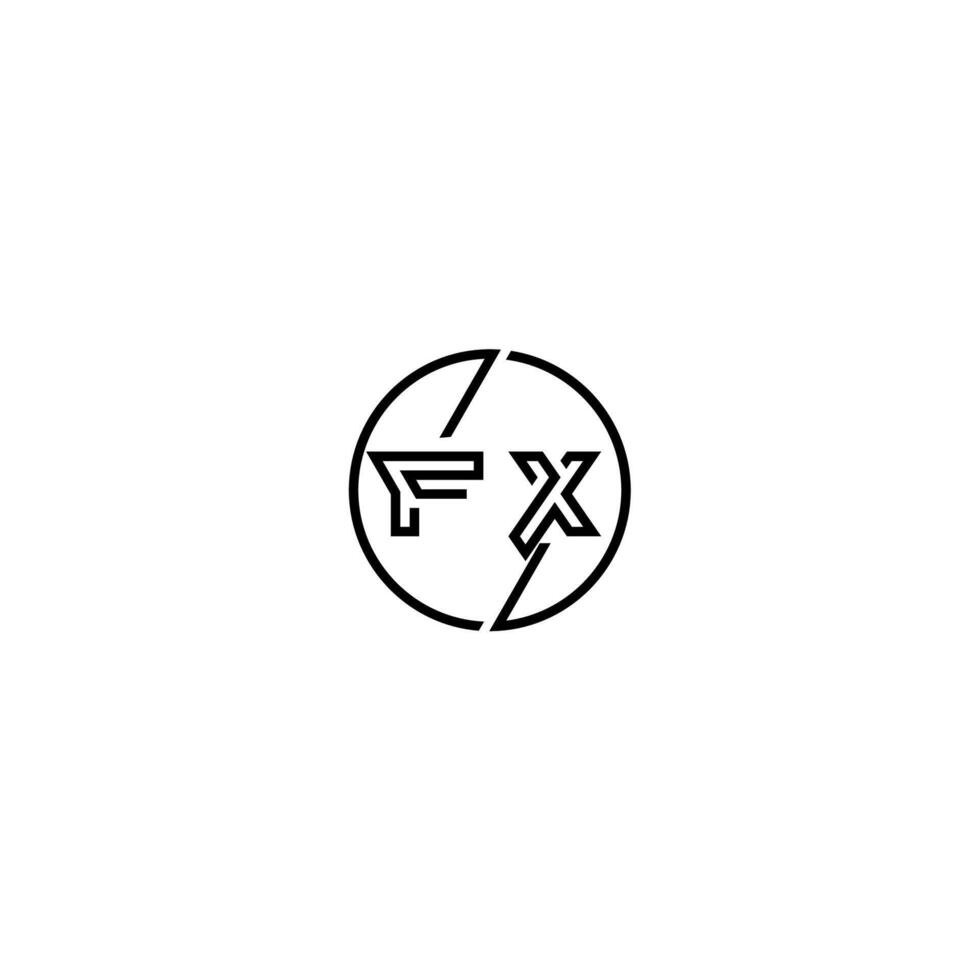 FX bold line concept in circle initial logo design in black isolated vector
