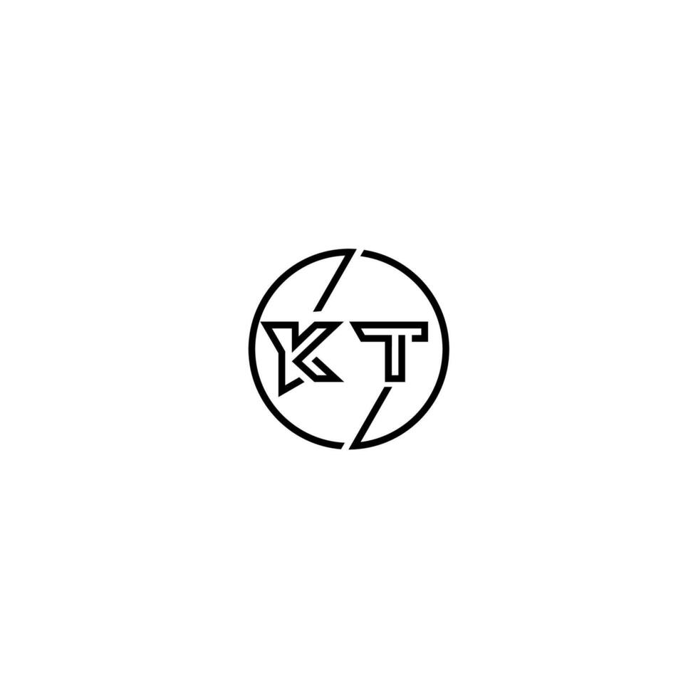KT bold line concept in circle initial logo design in black isolated vector